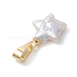 Подвески в виде звезд из натурального барочного жемчуга кеши с защелкивающимися креплениями из нержавеющей стали 304.&nbsp;PALLOY-JF05002