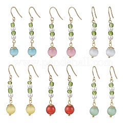 6 пара сережек-подвесок «кошачий глаз»&nbsp;EJEW-JE06494