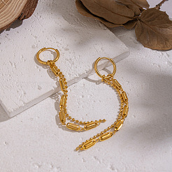 Серьги-кольца из нержавеющей стали 304 с цепочкой и кисточкой&nbsp;SU3724