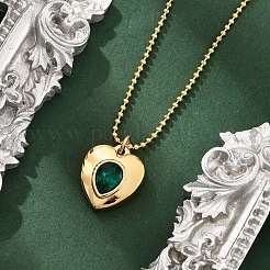 Подвеска из нержавеющей стали 304 с зеленым кубическим цирконием для женщин&nbsp;NJEW-C078-01A-G