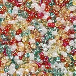 4 цвет рождественских стеклянных бусин с арахисом&nbsp;SEED-X0058-07