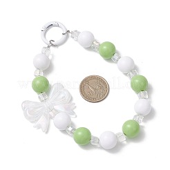 Подвесные украшения из акриловых бантов и стеклянных круглых бусин&nbsp;HJEW-JM03324-03