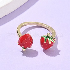 Латунные с эмалью манжеты открытые кольца для женщин&nbsp;RJEW-Q019-01A-G