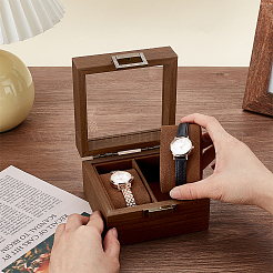 Квадратные деревянные коробки для хранения часов с 2 слотом&nbsp;OBOX-WH0001-09