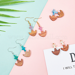 Наборы для изготовления деревянных висячих серег своими руками&nbsp;DIY-OC0006-43