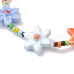 Эластичные браслеты ручной работы из фарфора и стеклянных бусин для женщин&nbsp;BJEW-TA00696