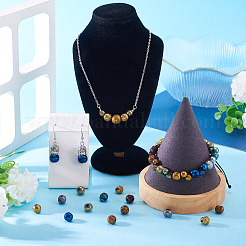 150 шт. 10 цвета гальванические натуральные бусины из вулканического камня&nbsp;G-PJ0001-03B