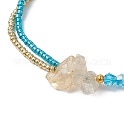 Граненый биконусный стеклянный с круглыми стеклянными бусинами плетеные браслеты из бисера&nbsp;BJEW-MZ00164-03