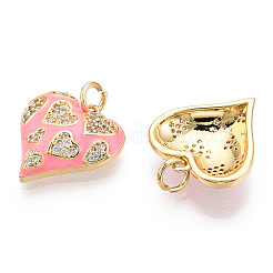 Настоящие позолоченные кулоны из латуни с микропаве&nbsp;KK-E068-VB216-1