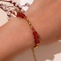 Браслеты из бусин натурального сердолика и синтетического немагнитного гематита для женщин&nbsp;YQ4931