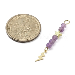 3 шт. 3 стиля подвески из натурального аметиста с ограненными круглыми бусинами&nbsp;PALLOY-JF03604-04