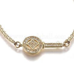 Латунные браслеты с микропаве из чистого кубического циркония&nbsp;BJEW-Z003-10G