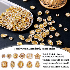 100 шт. пришивные стразы в форме капли/сердца/звезды&nbsp;GACR-TA0001-07G