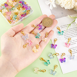 60 шт. 6-х цветные стеклянные подвесные украшения в виде бабочек&nbsp;HJEW-PH01944