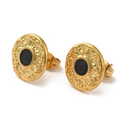 Ионное покрытие (ip) плоские круглые серьги-гвоздики из нержавеющей стали 304&nbsp;EJEW-C114-10A-G