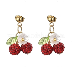 Серьги-гвоздики из нержавеющей стали 304 ручной работы из полимерной глины со стразами&nbsp;EJEW-JE06428-02