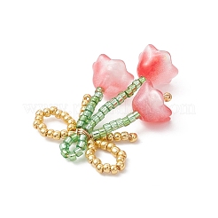 Бант из стеклянных бисера с подвесками-цветами&nbsp;PALLOY-MZ01129-01