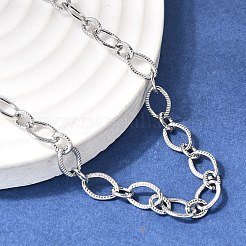 Цепочка из нержавеющей стали 201 толщиной 6 мм с текстурированными звеньями в форме «конского глаза» для мужчин и женщин.&nbsp;NJEW-K302-19P