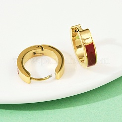 Серьги-кольца из нержавеющей стали 304 с эмалью&nbsp;EJEW-K268-19G-03