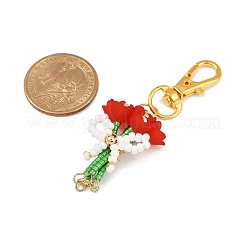 4шт. 4-х цветный букет ручной работы из стеклянных бусин и акриловых подвесок&nbsp;HJEW-MZ00269