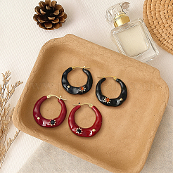 2 пара двухцветных серег-колец из сплава со стразами&nbsp;EJEW-GO0007-006