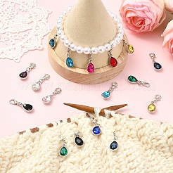 24 шт. подвесные украшения из сплава стекла 12 цветов&nbsp;HJEW-YW00157