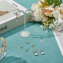 4 пара сережек-гвоздиков из латуни с микропаве из кубического циркония&nbsp;KK-BBC0020-01