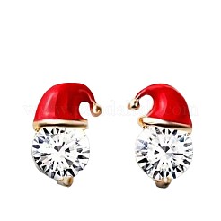 Серьги-гвоздики в виде шапки Санты из цинкового сплава с эмалью&nbsp;FS-WGF8A0B-01