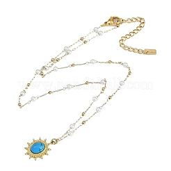 Овальные подвески из окрашенной синтетической бирюзы&nbsp;NJEW-I129-07G