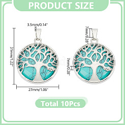 10 шт. синтетическая бирюза плоские круглые подвески&nbsp;G-AR0006-25A