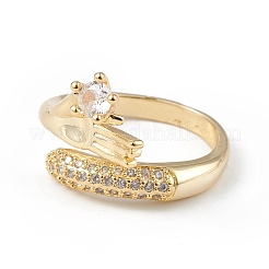 Прозрачное кольцо-манжета на руку с кубическим цирконием&nbsp;RJEW-F139-05G