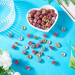 120 шт. 4 стиля плоские круглые железные бусины-разделители со стразами&nbsp;FIND-TA0005-68