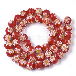 Ручной работы millefiori стеклянные бусины нитки&nbsp;LAMP-R143-01F