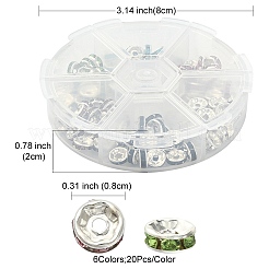 120шт 6 цвета железные плоские круглые наборы бусин&nbsp;RB-YW0001-06