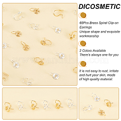 60 шт. 2-х цветные латунные спиральные серьги-клипсы для женщин&nbsp;FIND-DC0001-85