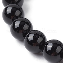 Эластичные круглые браслеты из натурального окрашенного павлиньего агата и черного оникса с бусинами&nbsp;BJEW-TA00408