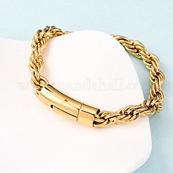 Браслеты из нержавеющей стали 304 с цепочкой и веревкой для мужчин и женщин&nbsp;BJEW-C124-03A-G