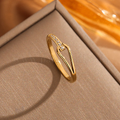 Кольца из нержавеющей стали 304 с микропаве из прозрачного кубического циркония&nbsp;FS-WG74BF6-03