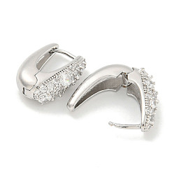 Серьги-кольца из латуни с микропаве из прозрачного кубического циркония для женщин&nbsp;EJEW-S228-04P