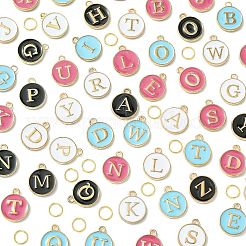 104 шт. 4-цветные эмалевые подвески с заглавными буквами алфавита A~Z&nbsp;ENAM-FS0003-91