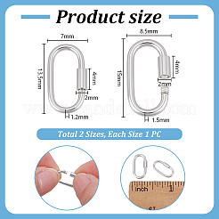 2 шт. 2 стиля 925 застежки-карабина из стерлингового серебра STER-PH0003-92