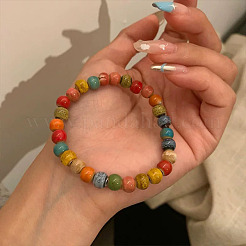 Круглые эластичные браслеты из фарфора ручной работы для женщин&nbsp;FS-WG477B4-02