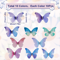 100 шт. 10-х цветный градиентный цветной 2-слойный фибровый тюль с украшениями&nbsp;FIND-SC0005-81