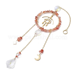 Обернутое проволокой кольцо из натурального южного красного агата&nbsp;HJEW-TA00168