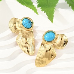 Серьги-гвоздики из нержавеющей стали 304 с синтетической бирюзой для женщин&nbsp;EJEW-U046-16G