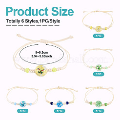 6шт 6 стиля стеклянных бусин плетеные браслеты из бусин&nbsp;BJEW-TA0001-21