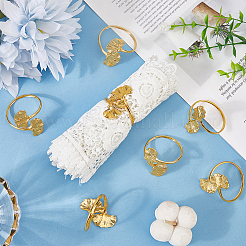 Железные кольца для салфеток из листьев гинкго&nbsp;AJEW-WH20070-110G