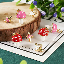 8 шт. 4 стиля настоящих 18-каратных золотых подвесок с эмалированным покрытием из латуни&nbsp;FIND-TA0006-02