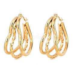 Серьги-кольца с тройным сердцем из нержавеющей стали 304&nbsp;EJEW-I320-27G-02