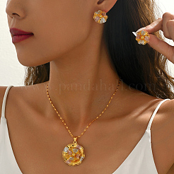 Комплекты из винтажных латунных серег-гвоздиков и ожерелий с подвесками в виде цветов для женщин&nbsp;EL3968